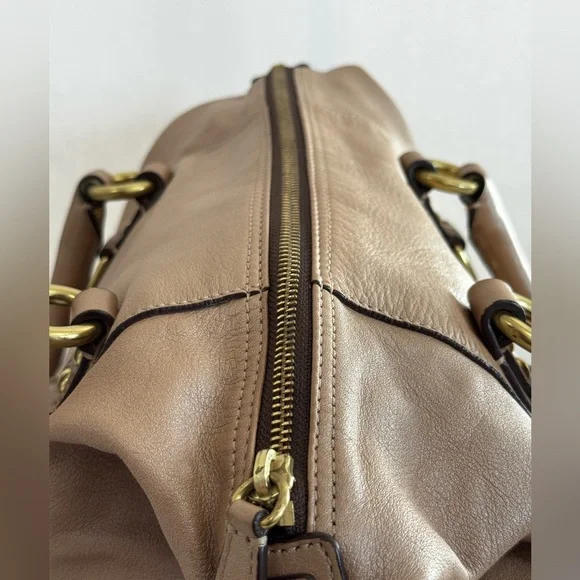 Coach Ashley Metallic Gold Leather Satchel with Crossbody Strap and Hangtag - Picture 8 of 11